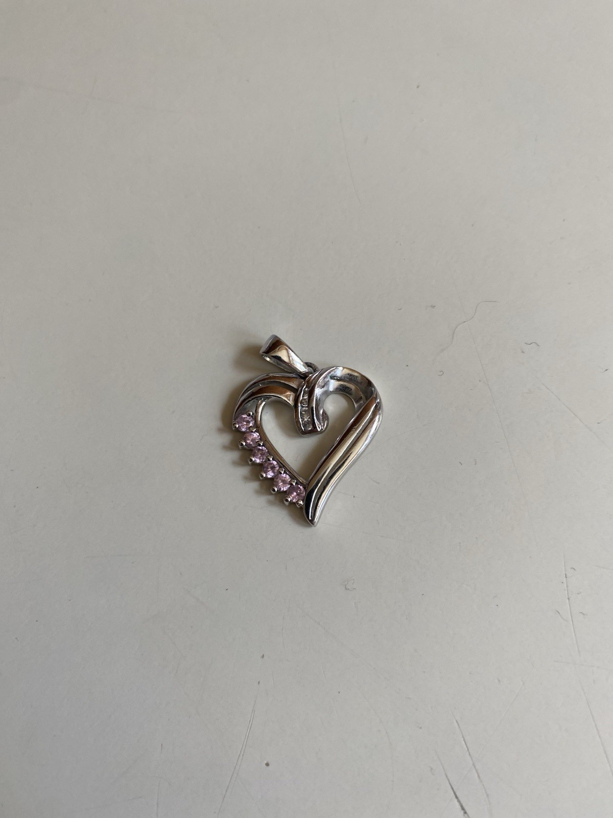Sterling silver Heart Charm Pendant with Clear Crystal Stones Love Theme