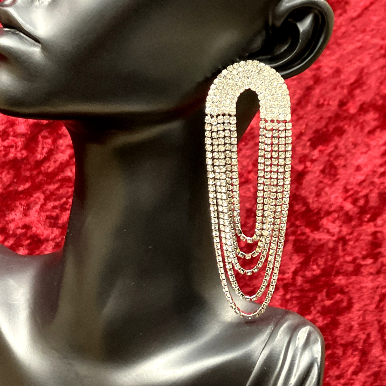 Ettika Crystal Drape Fringe Earrings NWT RP $60