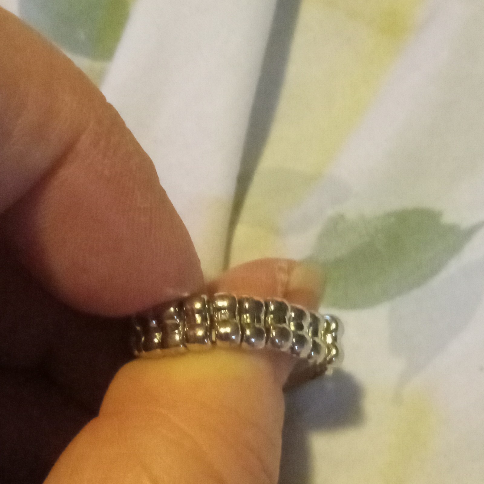 Vintage Silver-Tone Heart Stretch Ring with Red/White Stone & Crystal Accents