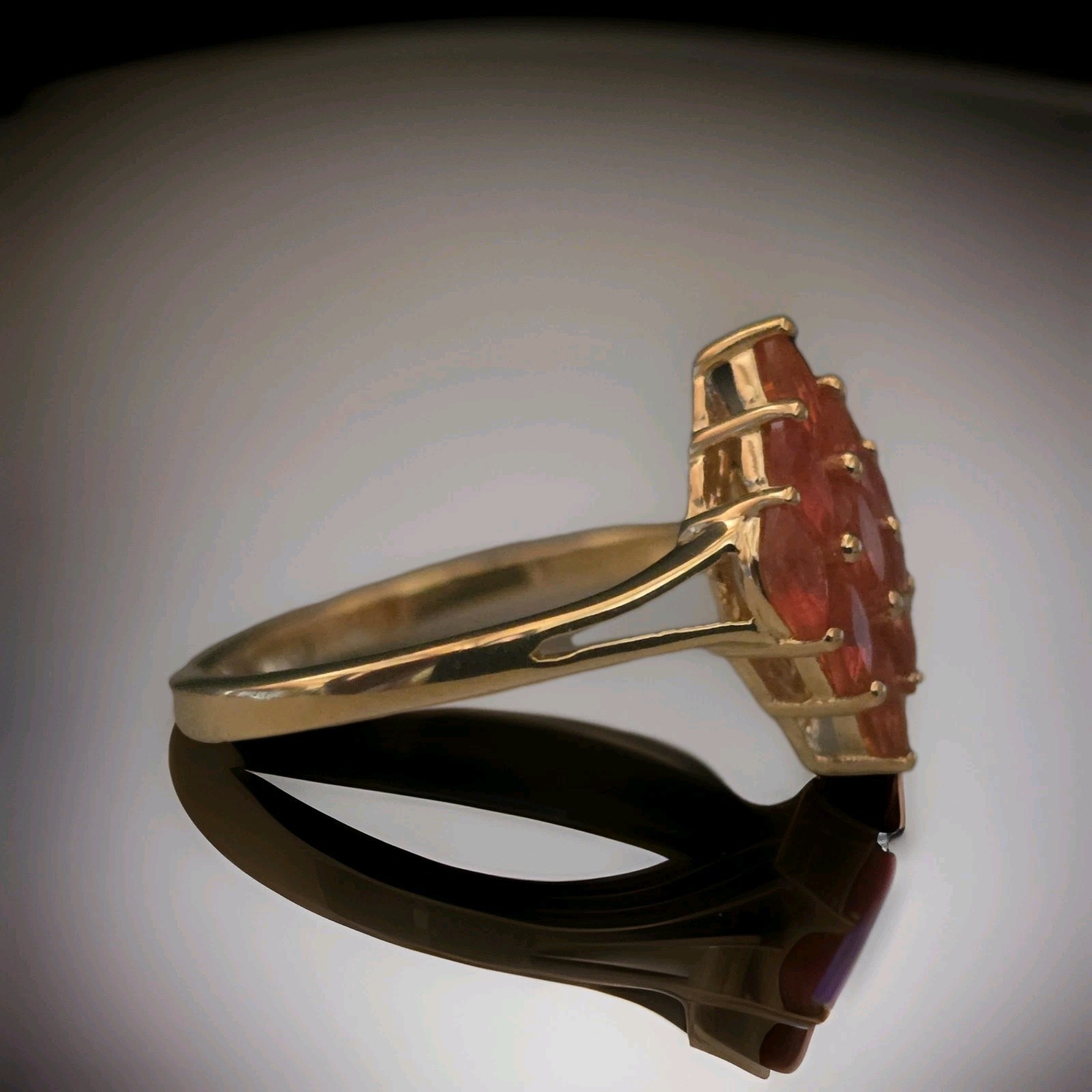 NWT/Marquise Fire Opal AAA/18k Vermeil Over Sterling Silver/Ring/ .50cttw/Size 7