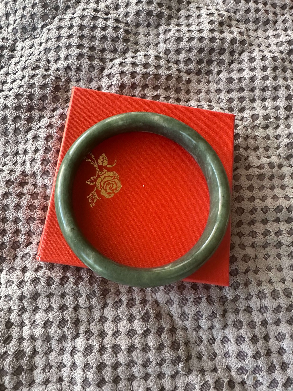 Gorgeous Dark Green Real Jade Bracelet Bangle Wealth Good Fortune Good Luck 65mm