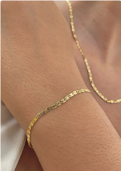Womens Mens Valentino Link Bracelet 7.5″ Necklace 20″ 14K Gold Filled