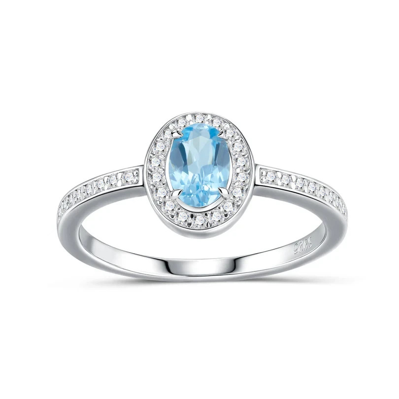 Blue Topaz Moissanite 3Pcs Jewelry Set S925 Silver GRA Cert Free Engraving Gift