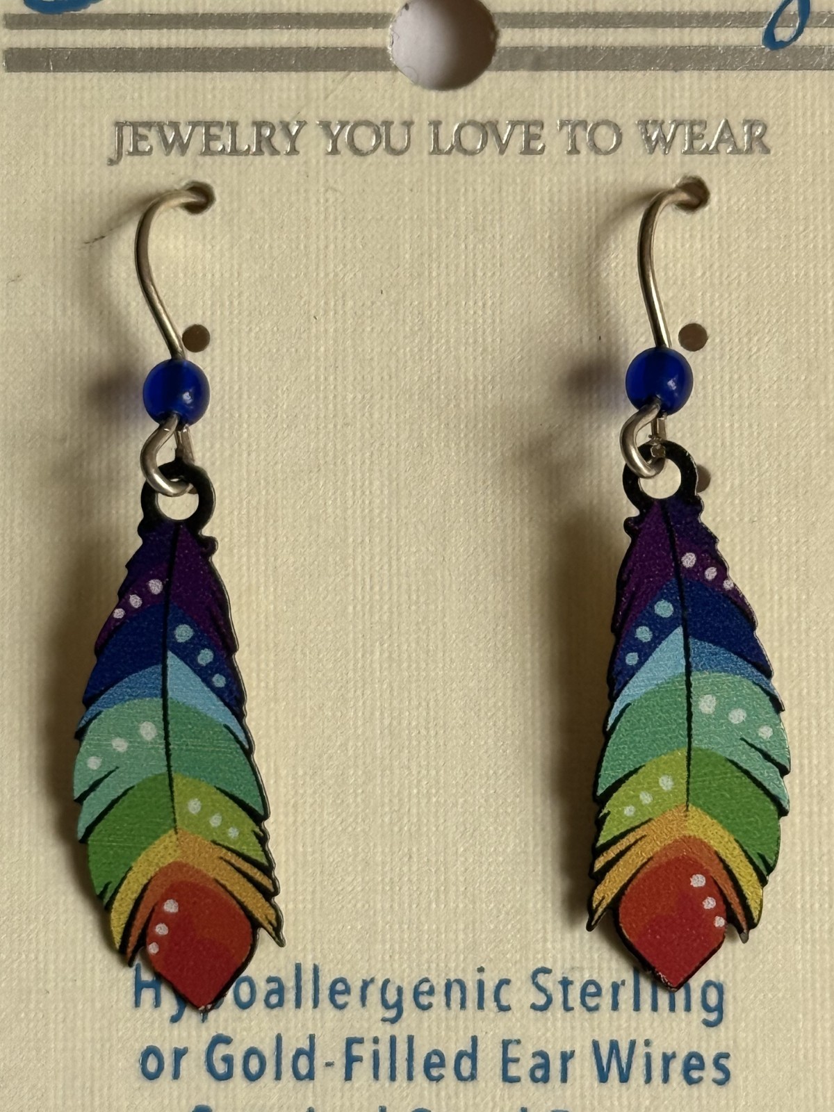 COLORFUL FEATHER Hypo-Allergenic Earrings, Silver Plated, by Sienna Sky