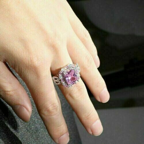 3Ct Emerald Simulated Sapphire Womens Cocktail Ring 14k White Gold Plated Silver