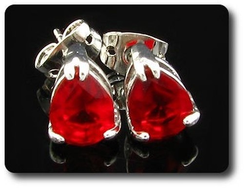 Minerals And Precious Stones. Ruby Earrings 2X8 Mm White Gold Plated