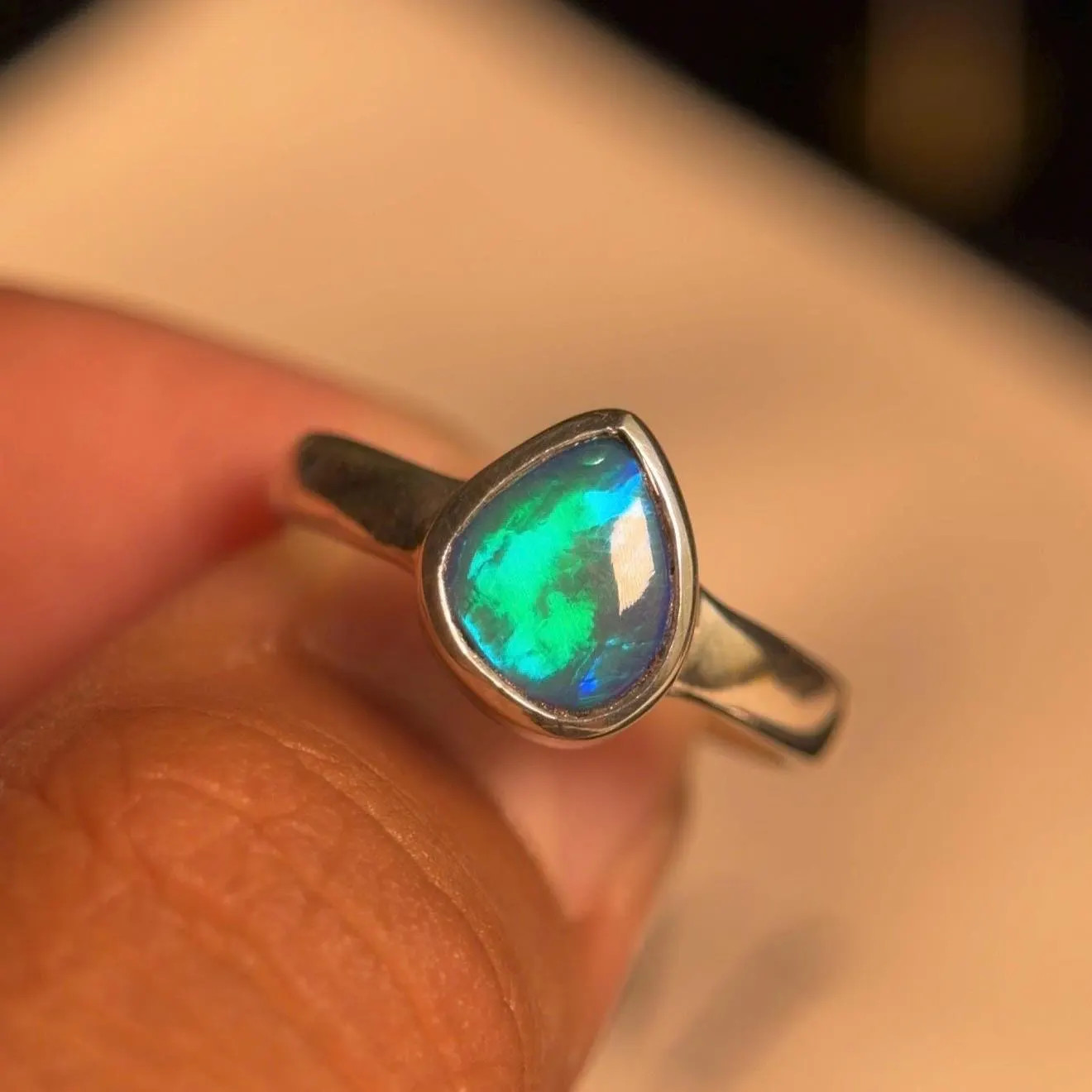 Natural Australian Fire Opal Ring in 925 Sterling Silver, Women’s Fashion Ring