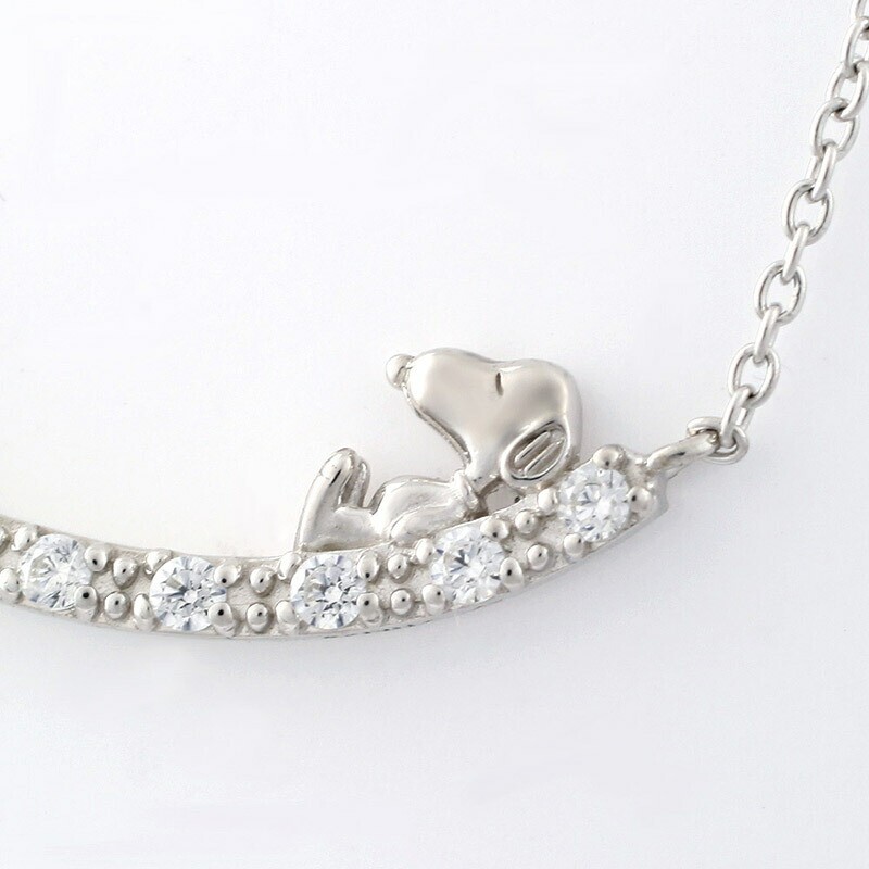 Peanuts Snoopy HAPPY Necklace Silver 925 SV925 40cm 16″ in Box Authentic New