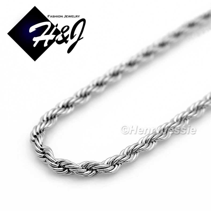 18″20″24″MEN WOMEN Stainless Steel 1.5mm Silver Smooth Rope Link Chain Necklace