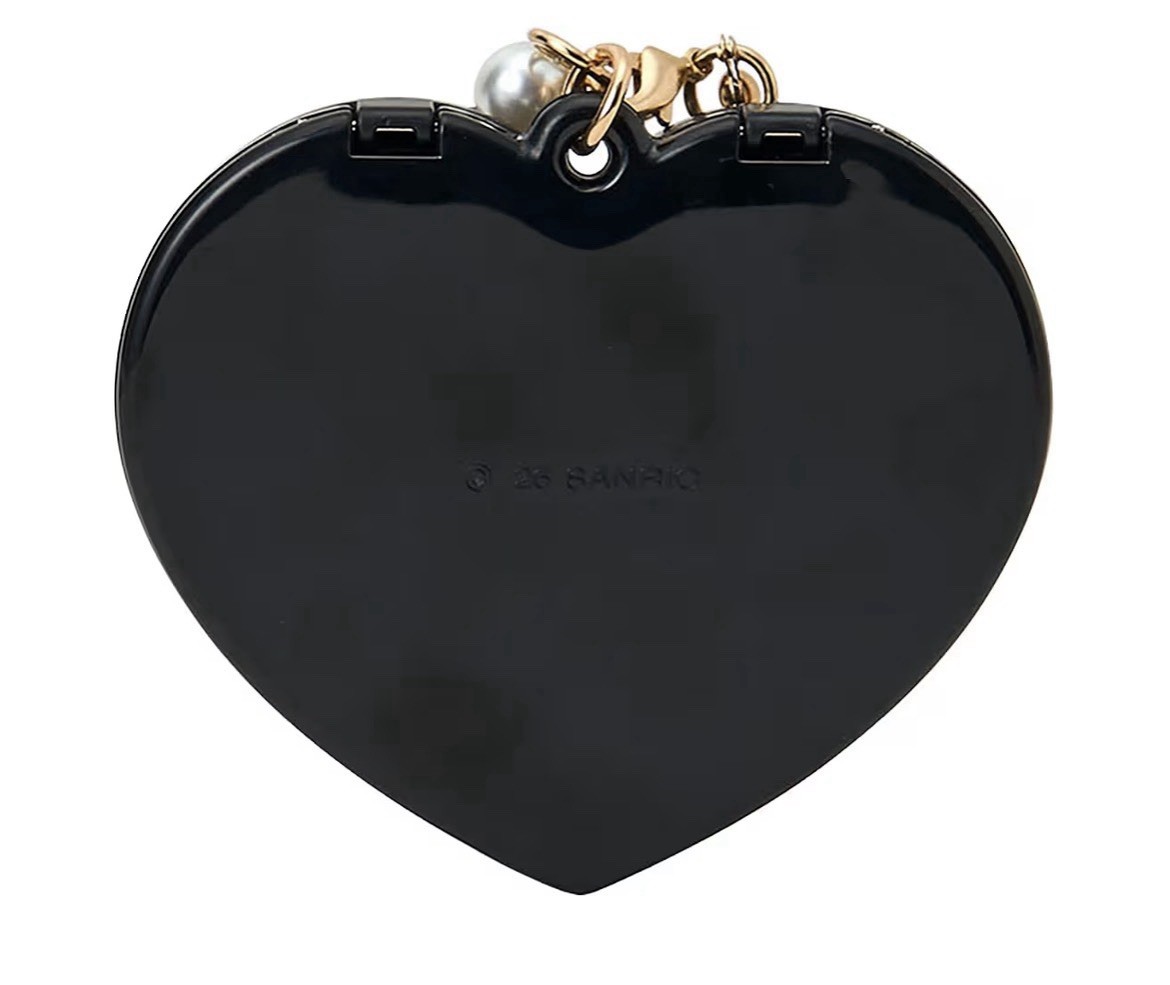 🖤🪞Sanrio Hello Kitty Heart Double Mirror Charm Beaded Keychain Black🪞🖤