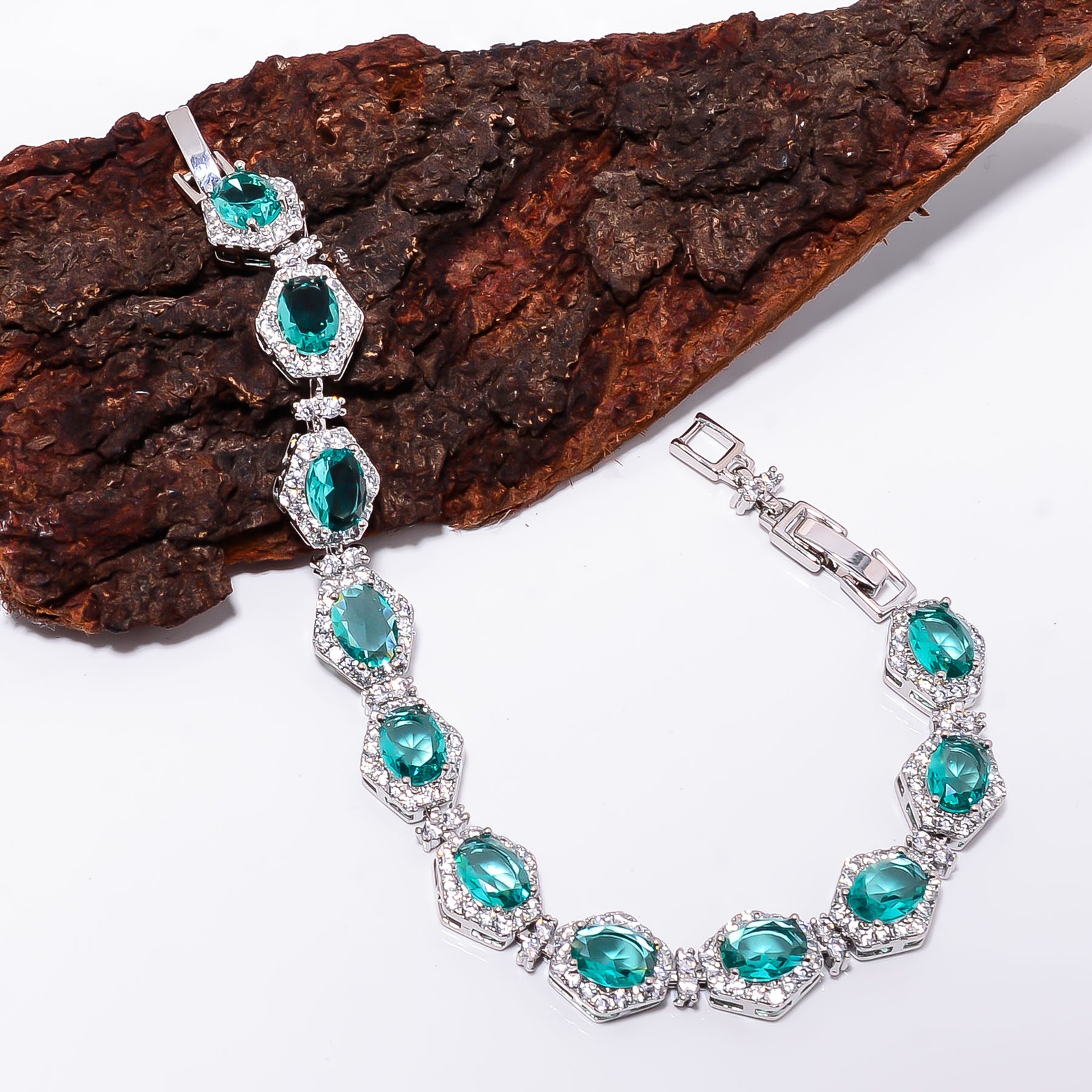 Paraiba Tourmaline, CZ 925 Sterling Silver Adjustable Bracelet 7-8″ B131729