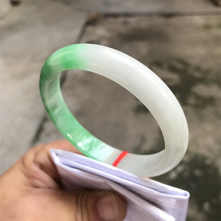 60mm Natural Green Jadeite Jade Bracelets Burma Emerald Jade Bracelet Bangle