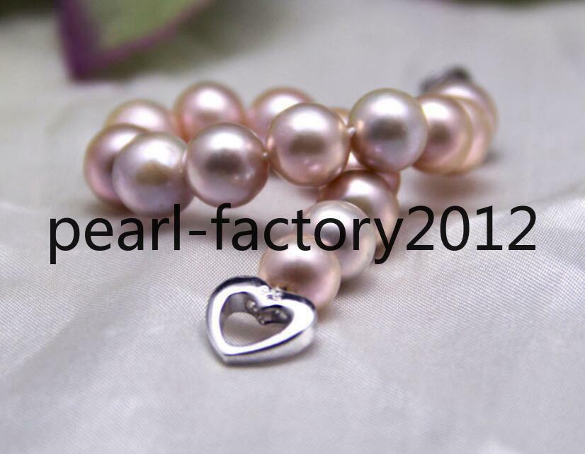 bracelet 7.5-8” 7-8mm 8-9mm 9-10mm South sea purple round pearl 925 silver
