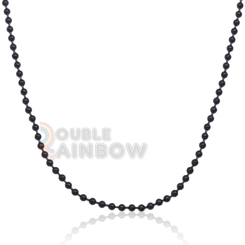 C21 30″inch Men stainless steel Solid Black 3mm ball bead necklace chain link