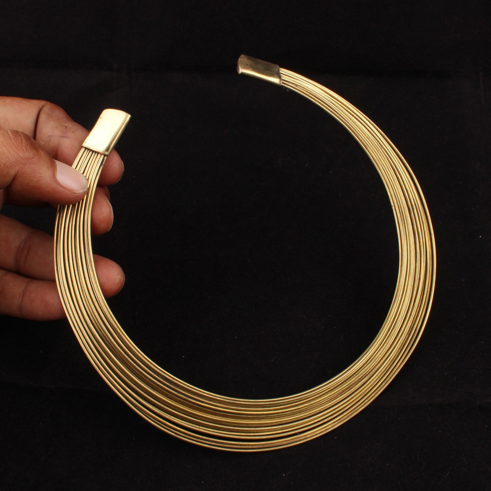 Gold Plated Multi Wire Choker Necklace Open Collar Torque Statement WomenJewelry