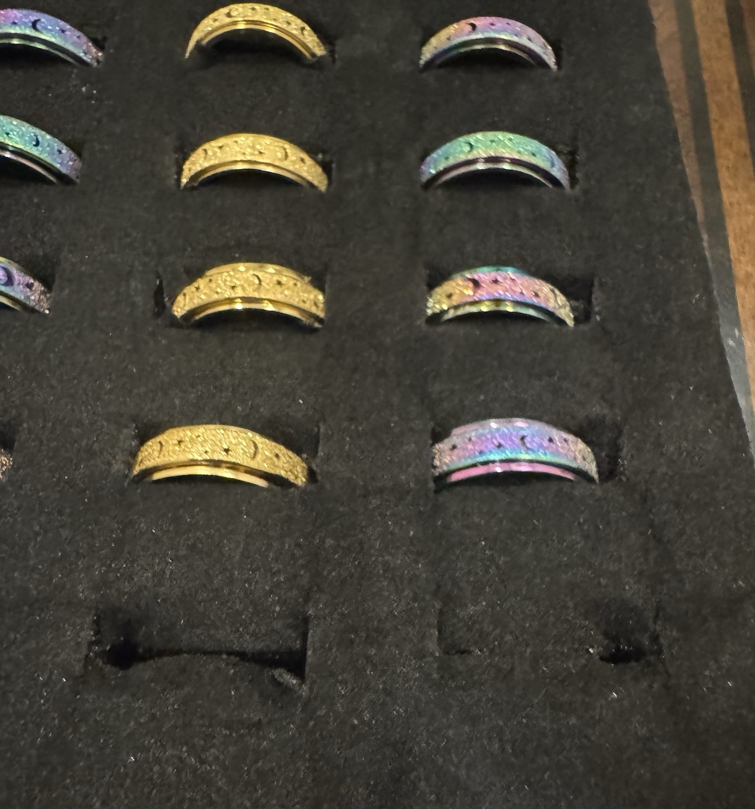 Puka Creations Titanium Steel Rings Stars Moon Middle Spins 70 PACK NEW!