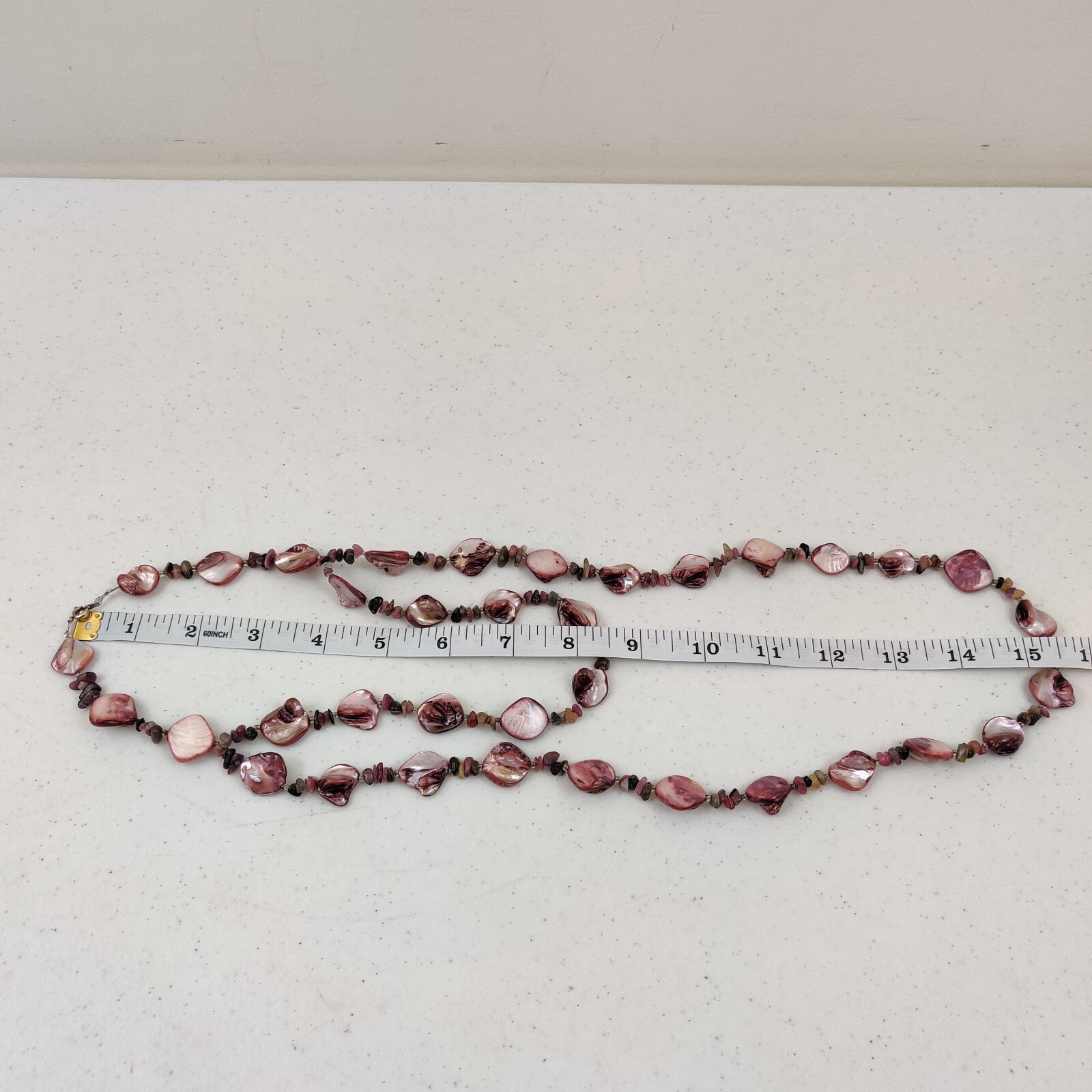 Pink Color Plated Natural Freshwater Shell and Stone Necklace
