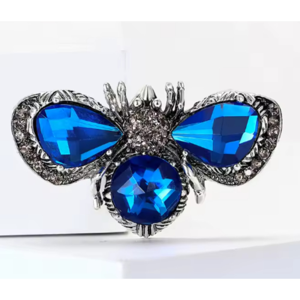 Cute Crystal Bee Silver Brooch Pin Rhinestone Insect Jewelry, Unisex Summer Gift