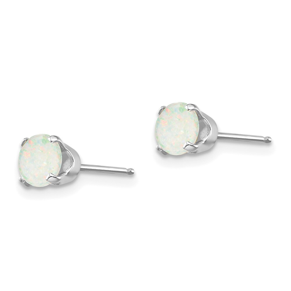 5mm 14k White Gold 5mm Opal Stud Earrings