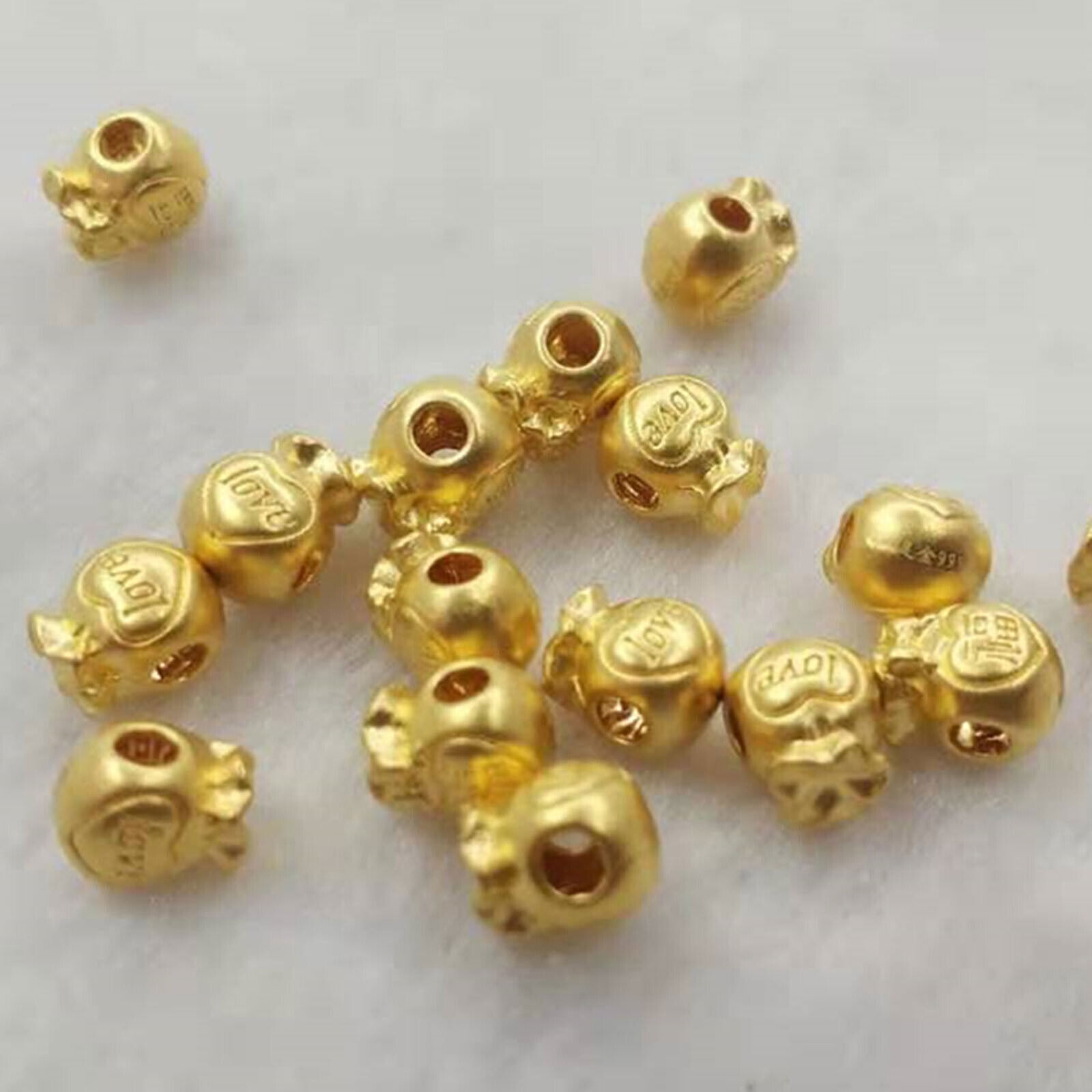 1PCS Pure 24K Yellow Gold Pendant 3D 福 Bag Transfer Bead DIY Jewelry