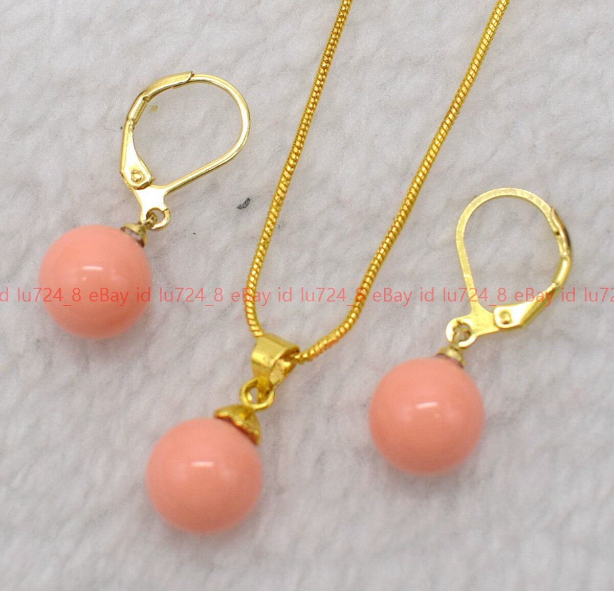 Beautiful Multicolor Shell Pearl Round Beads Pendant Necklace Earrings Set 17″