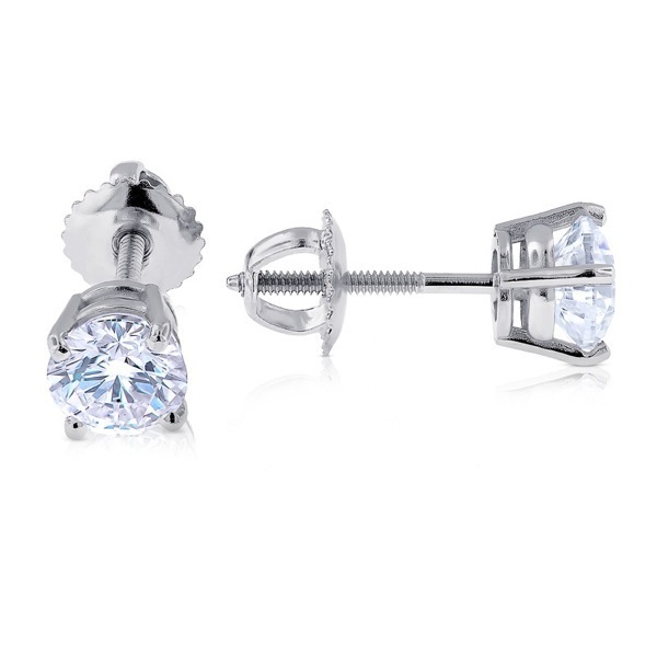 2 CT Stud Diamond Earrings Round Brilliant Solid 14k,18k Solid Gold Man Made