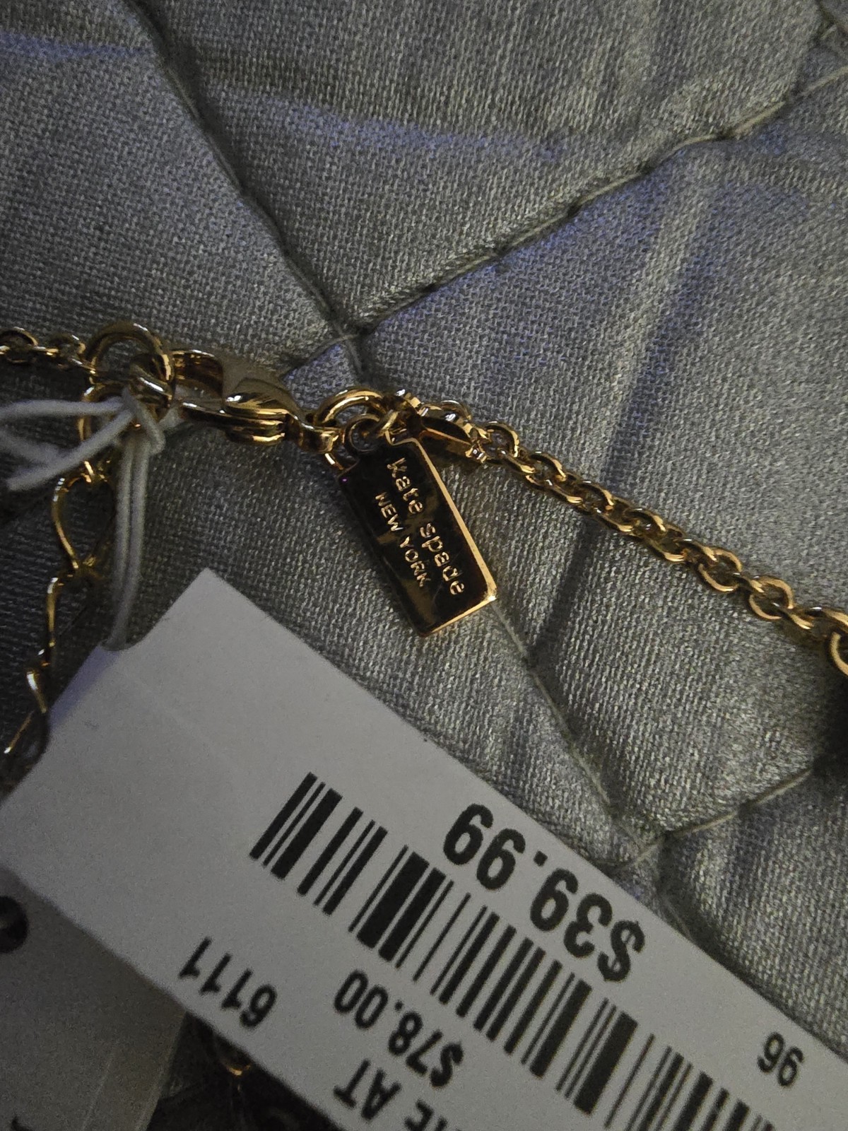 kate spade new york Gold Tone Black Crystal Station Necklace O0RU1239