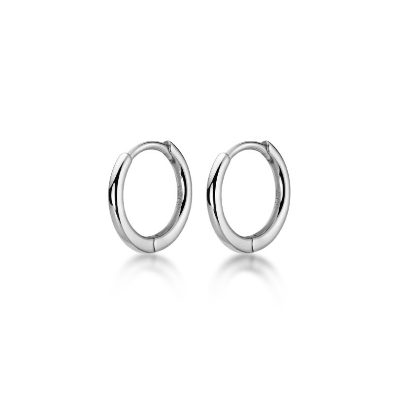 S925 Sterling Silver Plain Huggie Hoop Earrings Women Girl Gift 9/11/13mm A33