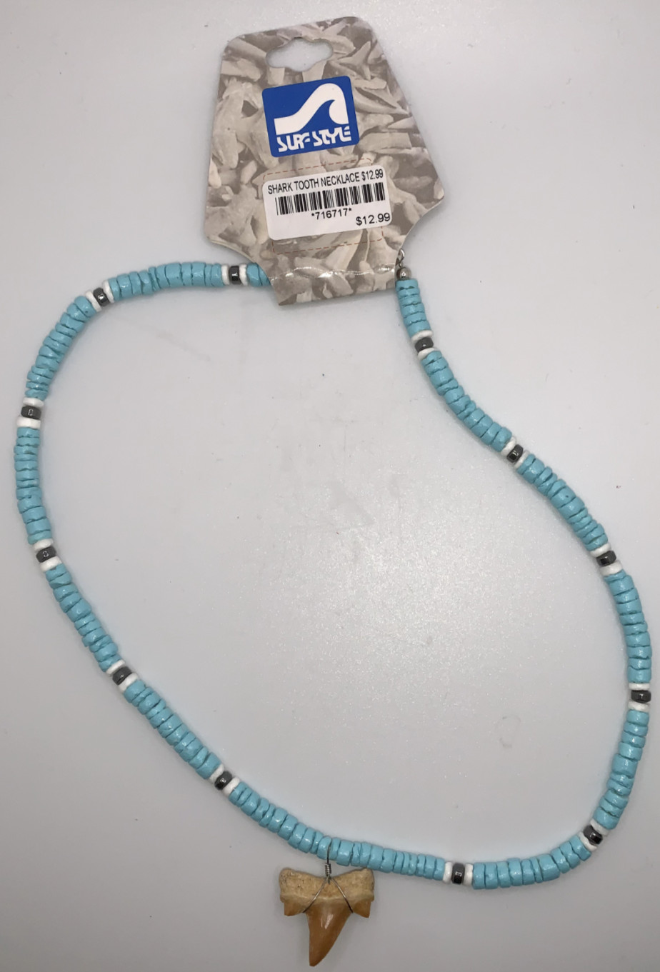 Surf Style Necklace Blue/White Shark Tooth Adjustable 18″ 716717 BOGO!
