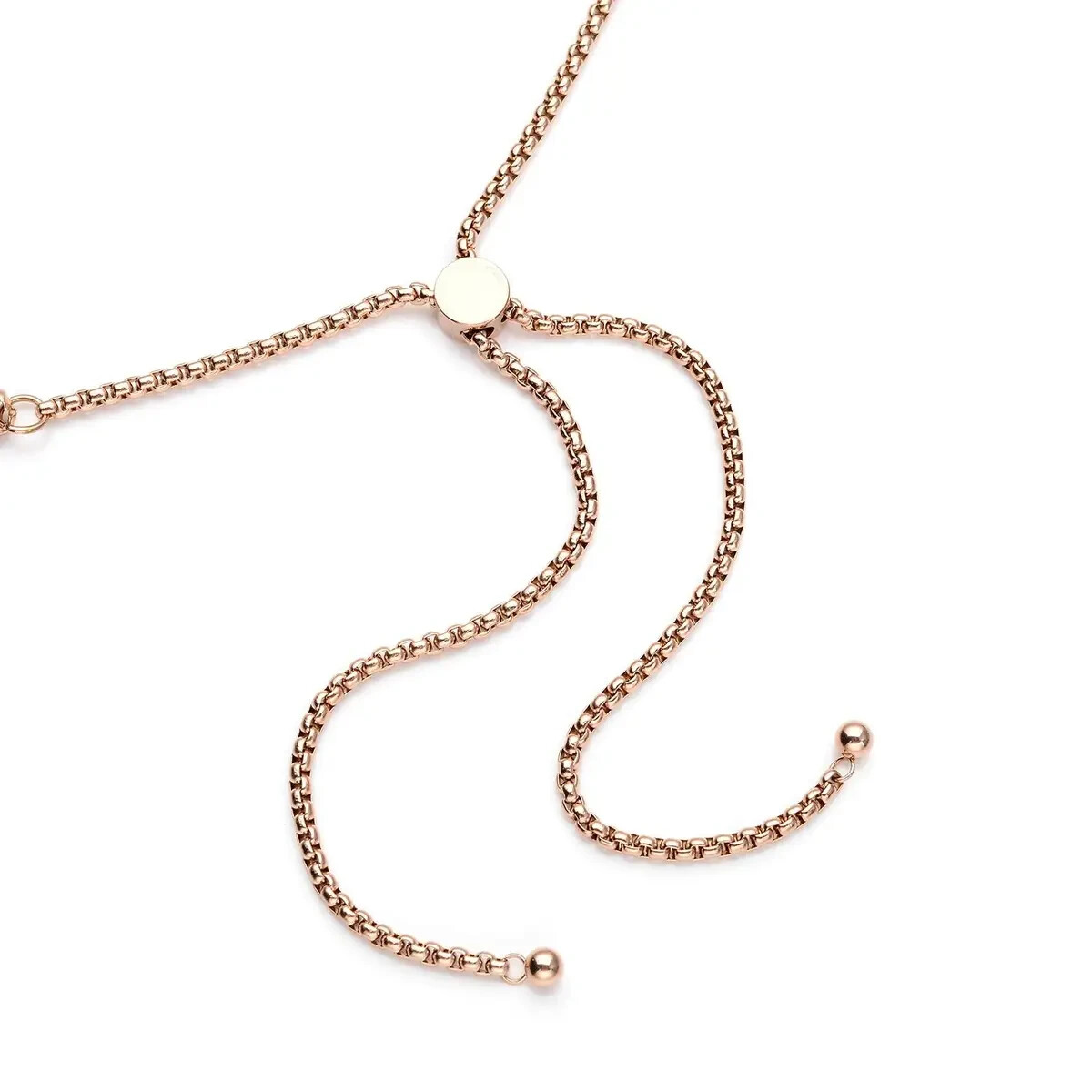 NEW Box Link Necklace Adjustable Ball 18-28 inches Rose Gold Ion Plated BB