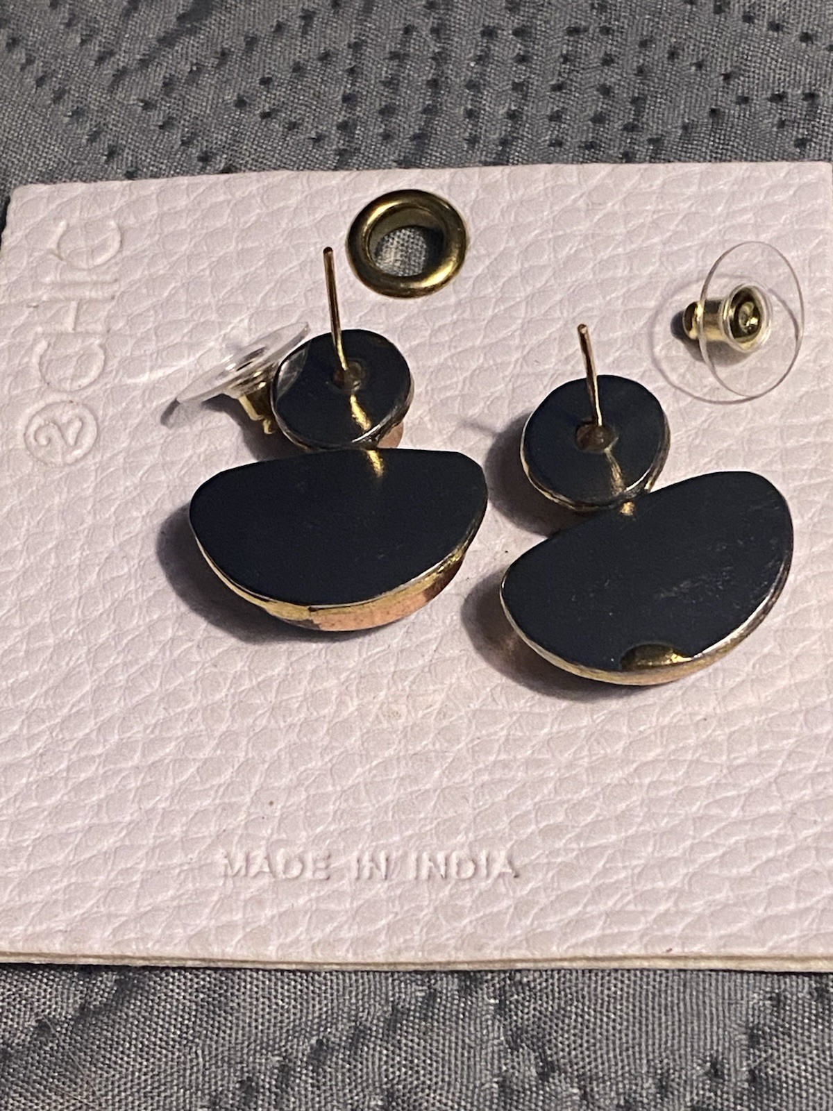 NEW 2Chic Boho Mixed Metal Pierced Earrings Faceted Aqua Stone