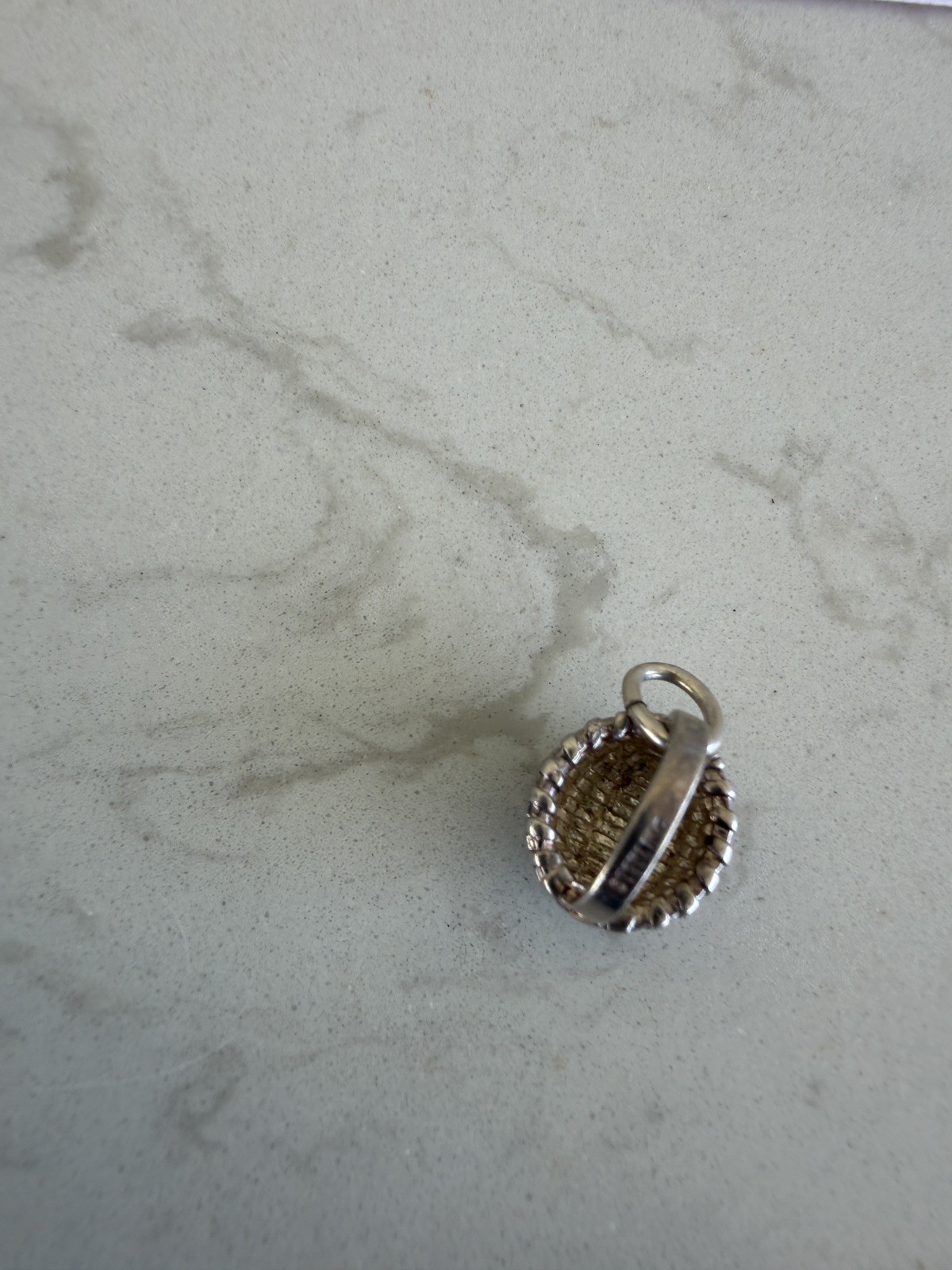 STERLING SILVER BASKET CHARM~Use on Bracelet/Necklace 3 grams
