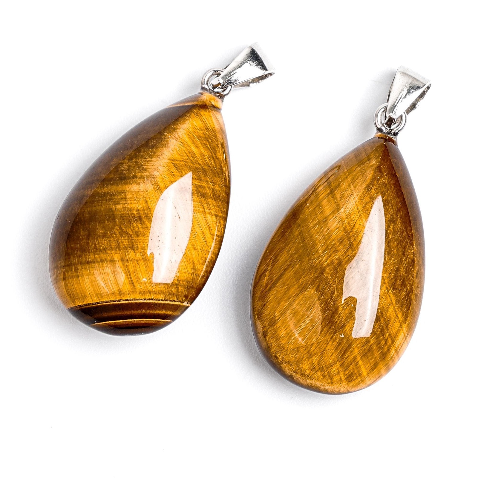 Natural Yellow Teardrop Tiger Eye Top Drilled Healing Gemstone Pendant
