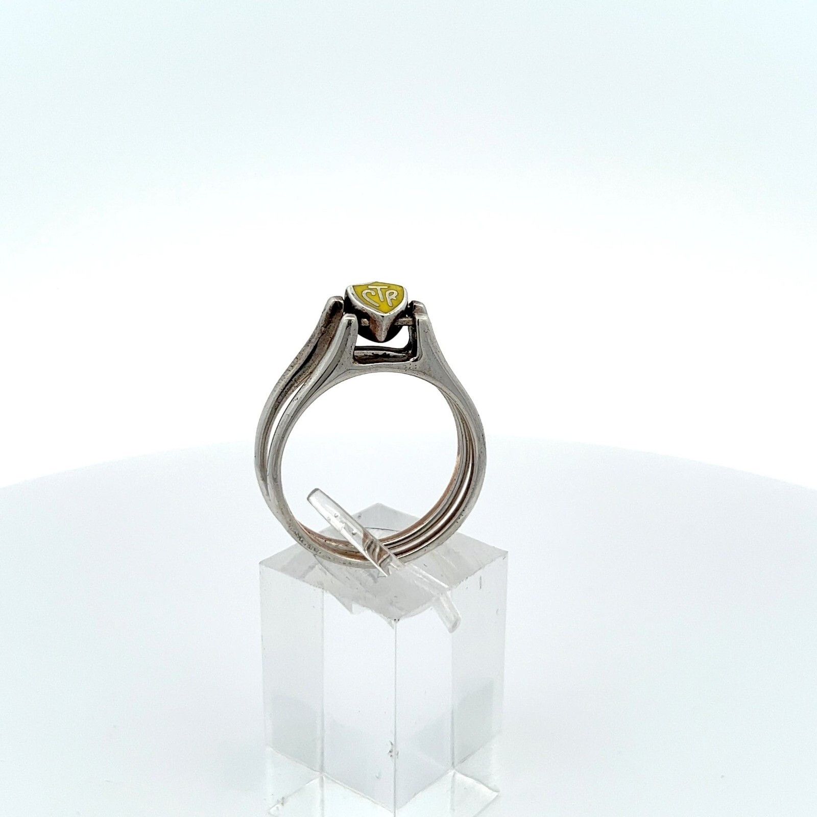 J62Y Sterling Silver Flip Yellow Handmade Ring One Moment In Time Mormon LDS CTR