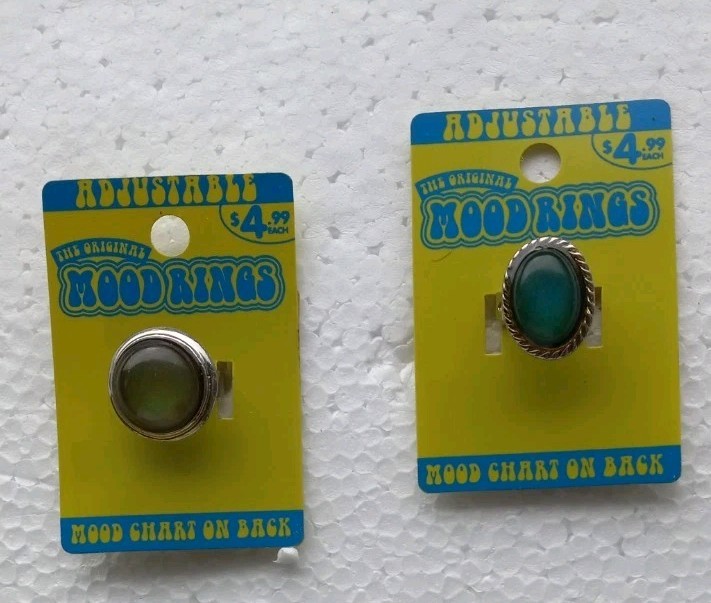 Lot Of 2 – Adjustable Orig Color Change Mood Ring NOS Vintage Fashion Jewelry