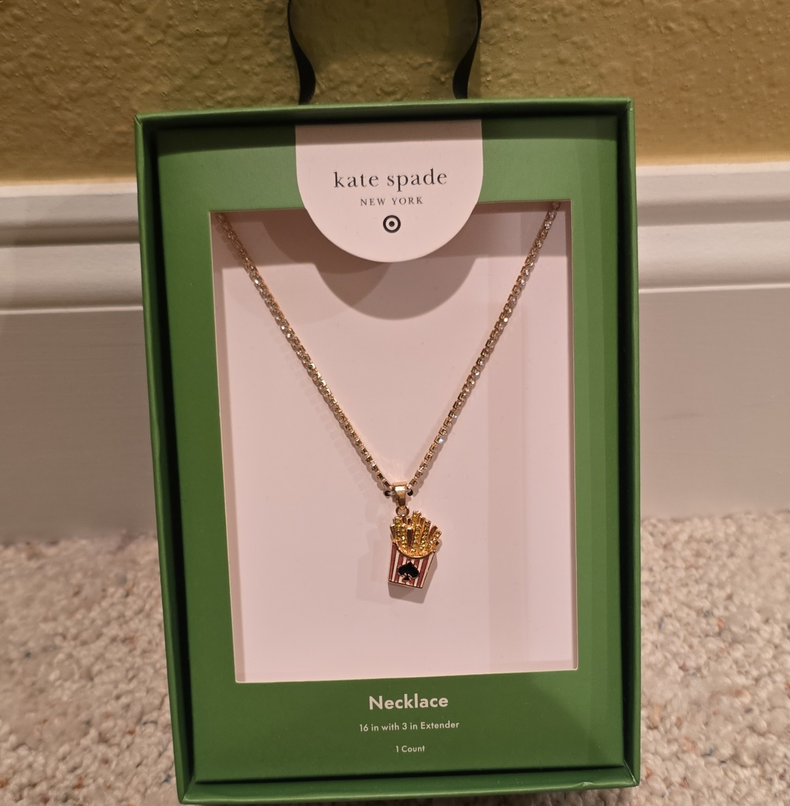 kate spade new york Popcorn & Fries Charm Pendant Necklace 16″ + 3″ Extender