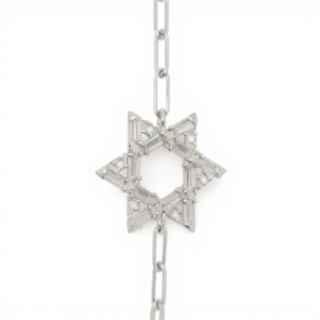 Star of David Baguette CZ Bracelet 925 Silver Yellow Gold Plated