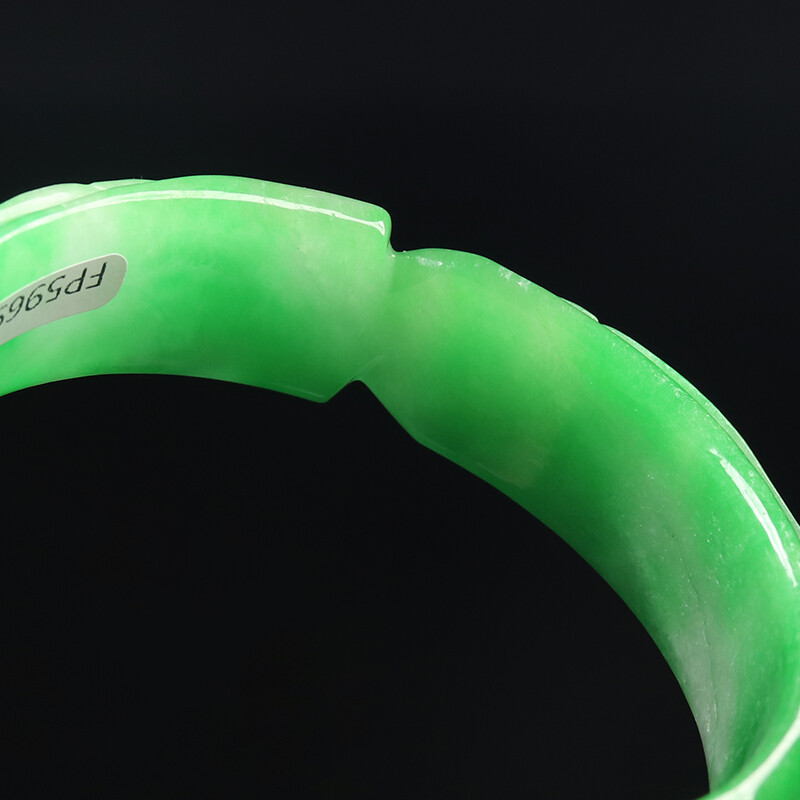59mm Emerald Green Jadeite Jade Bangle Bracelet Hand-carved Dragon Phoenix 11991