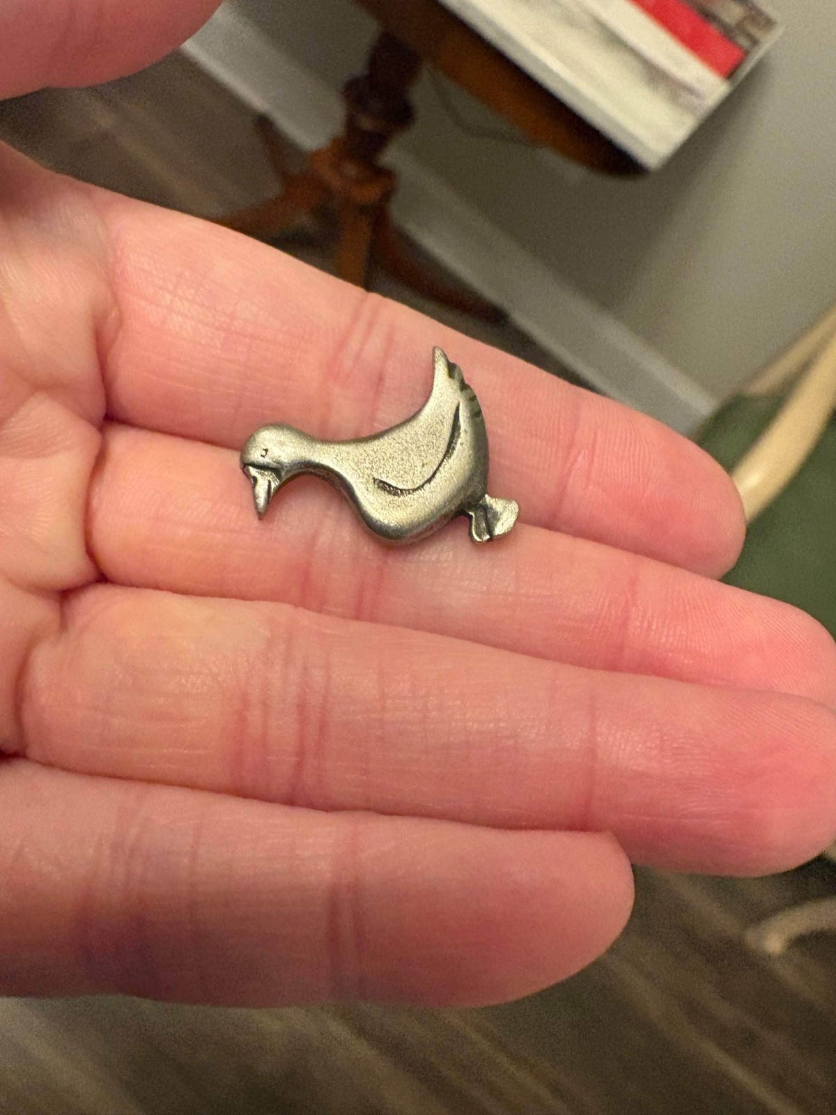 Vintage Pewter Duck Pendant 0.75″ Maiden Vermont Signed DP Ltd 1986 Danforth