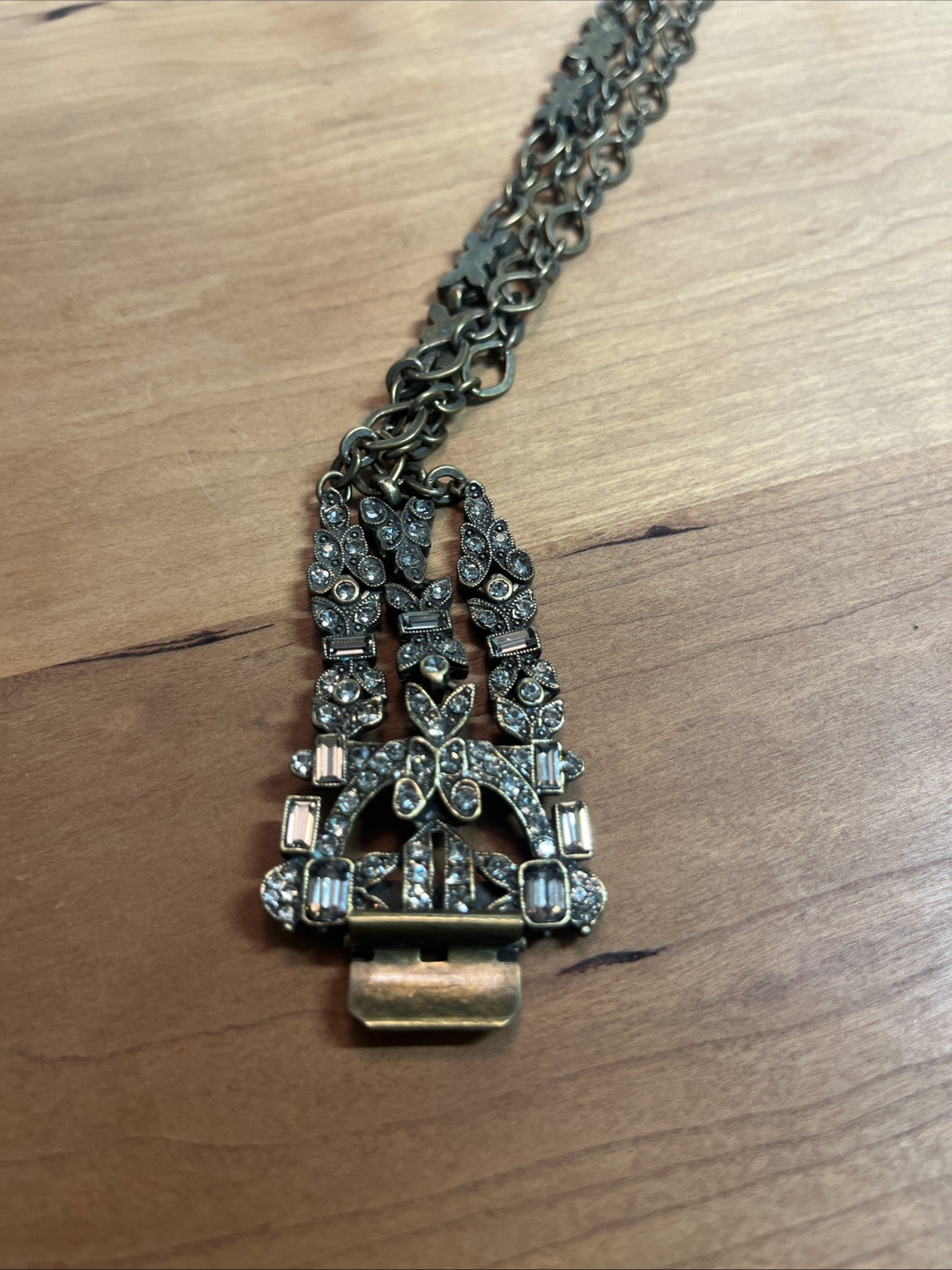 Sweet Romance Goldtone Deco Inspired Crystal Sautoir Necklace NIB