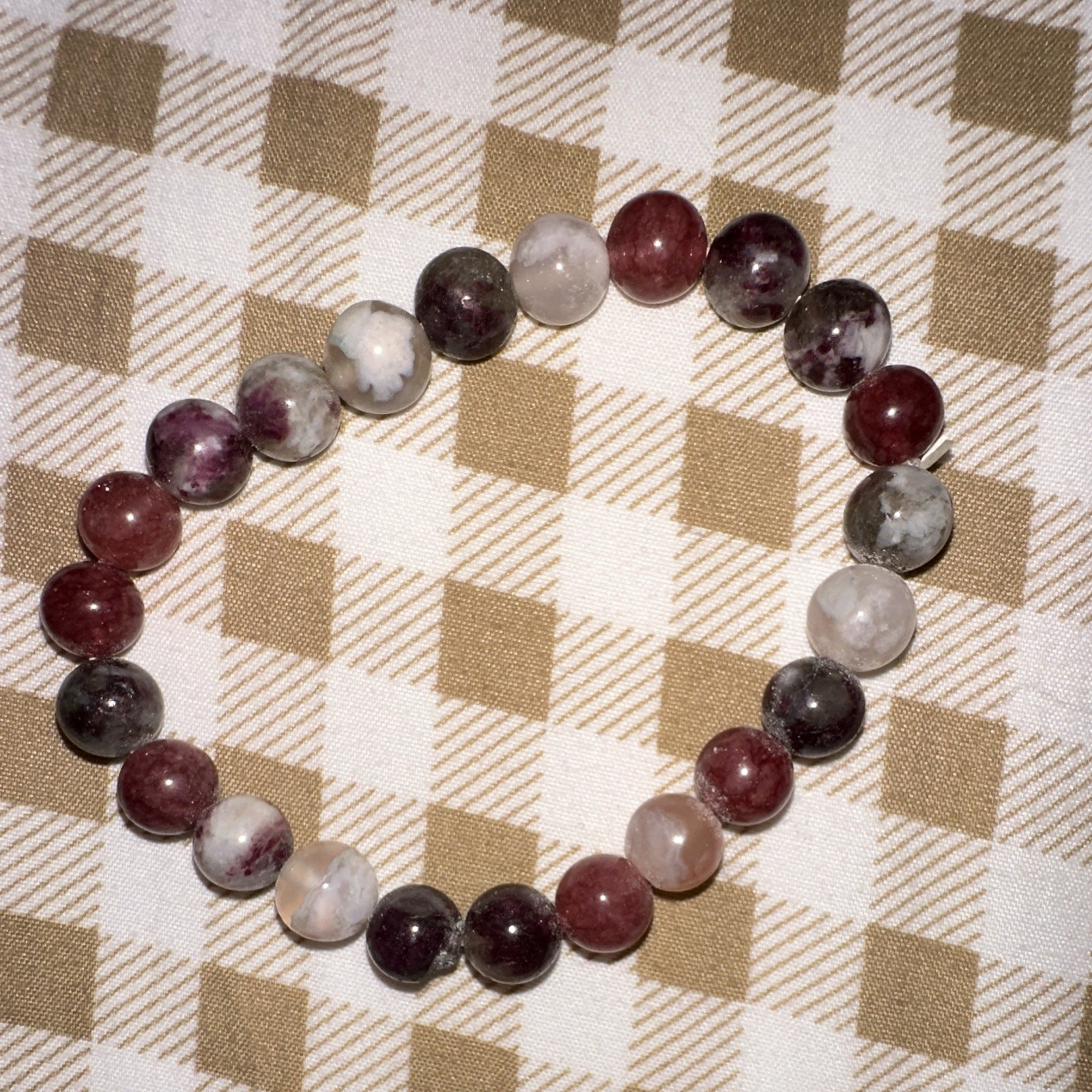 Lot of 4 Multicolor Stone Beaded Stretch Stackable Bracelets Angel Dangle Charm