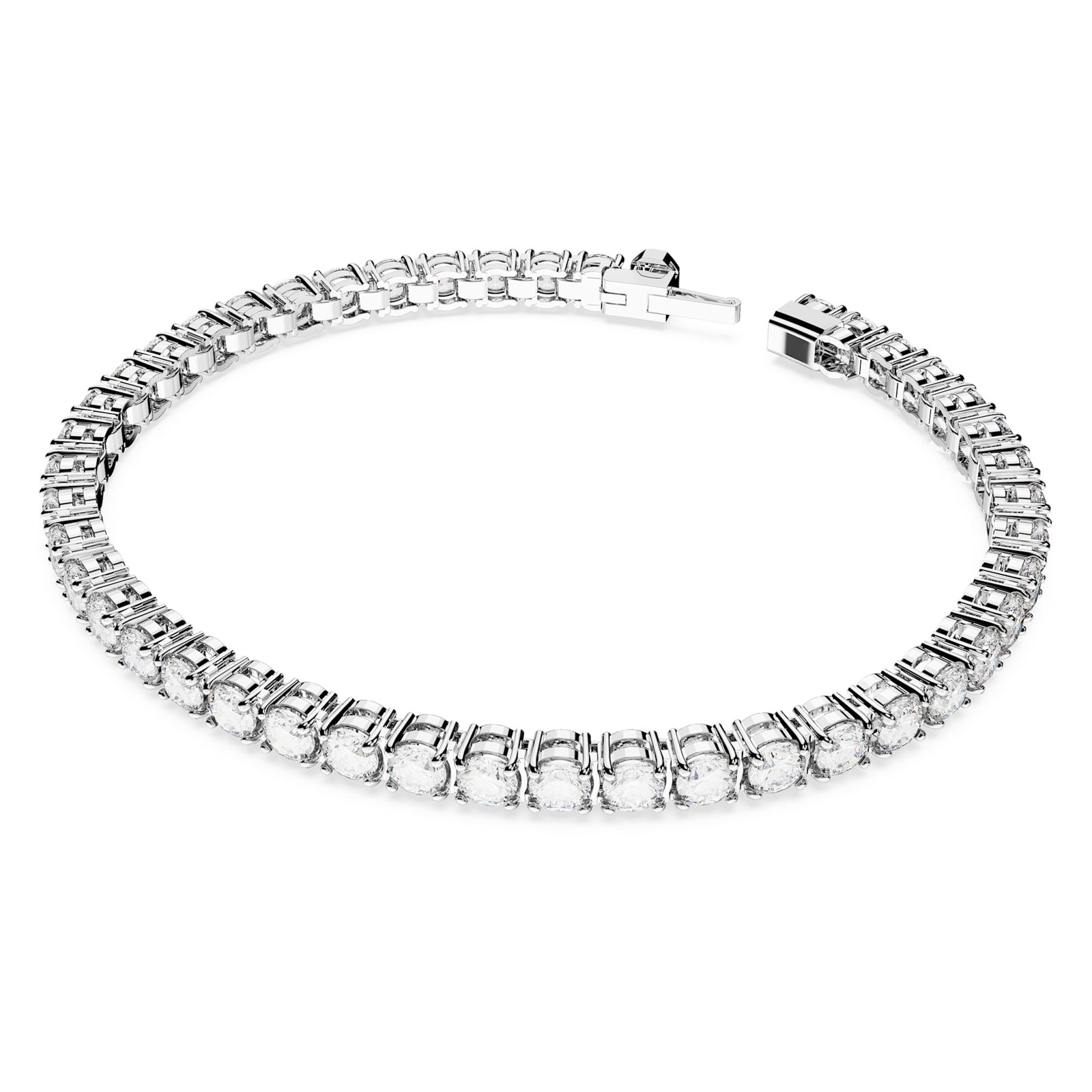 Swarovski Matrix Tennis Bracelet Round Cut White Rhodium Plated XL 5660917