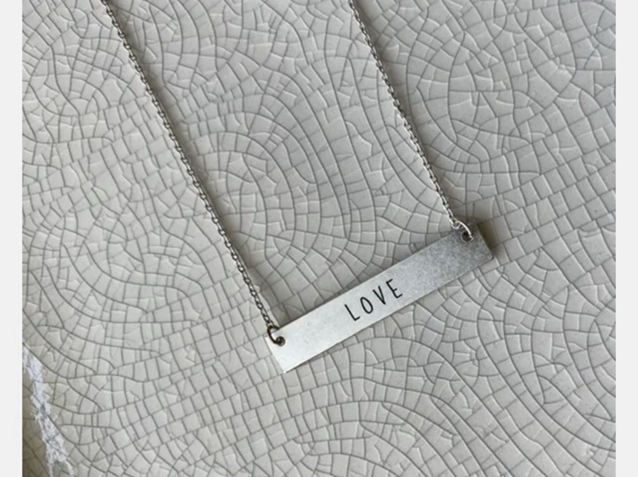 Beautiful 16” Chain Necklace W Bar Pendant “LOVE” Silver Tone W 2” Extender
