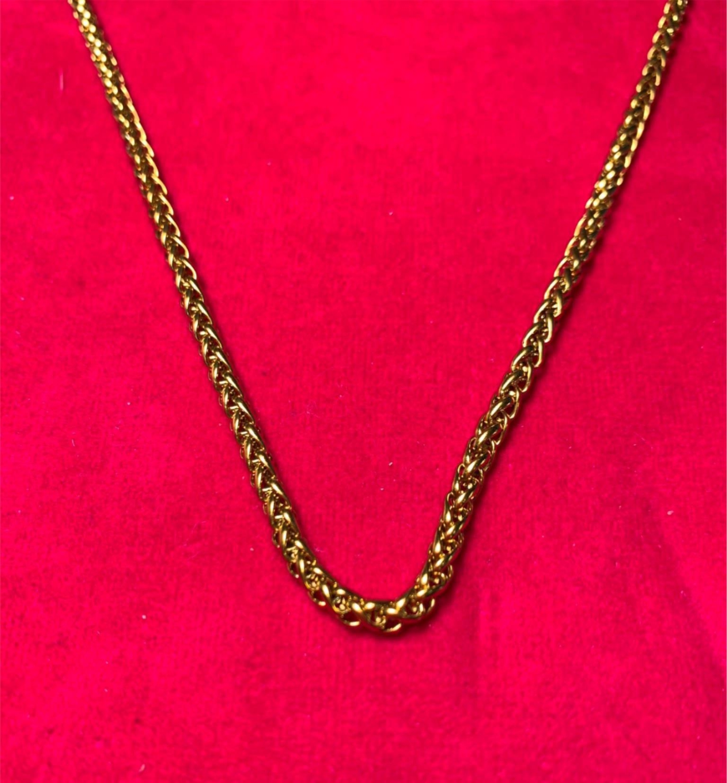 16″-60″ Man Woman 3mm Gold Plated Stainless Steel Braided Wheat Necklace-GOLD