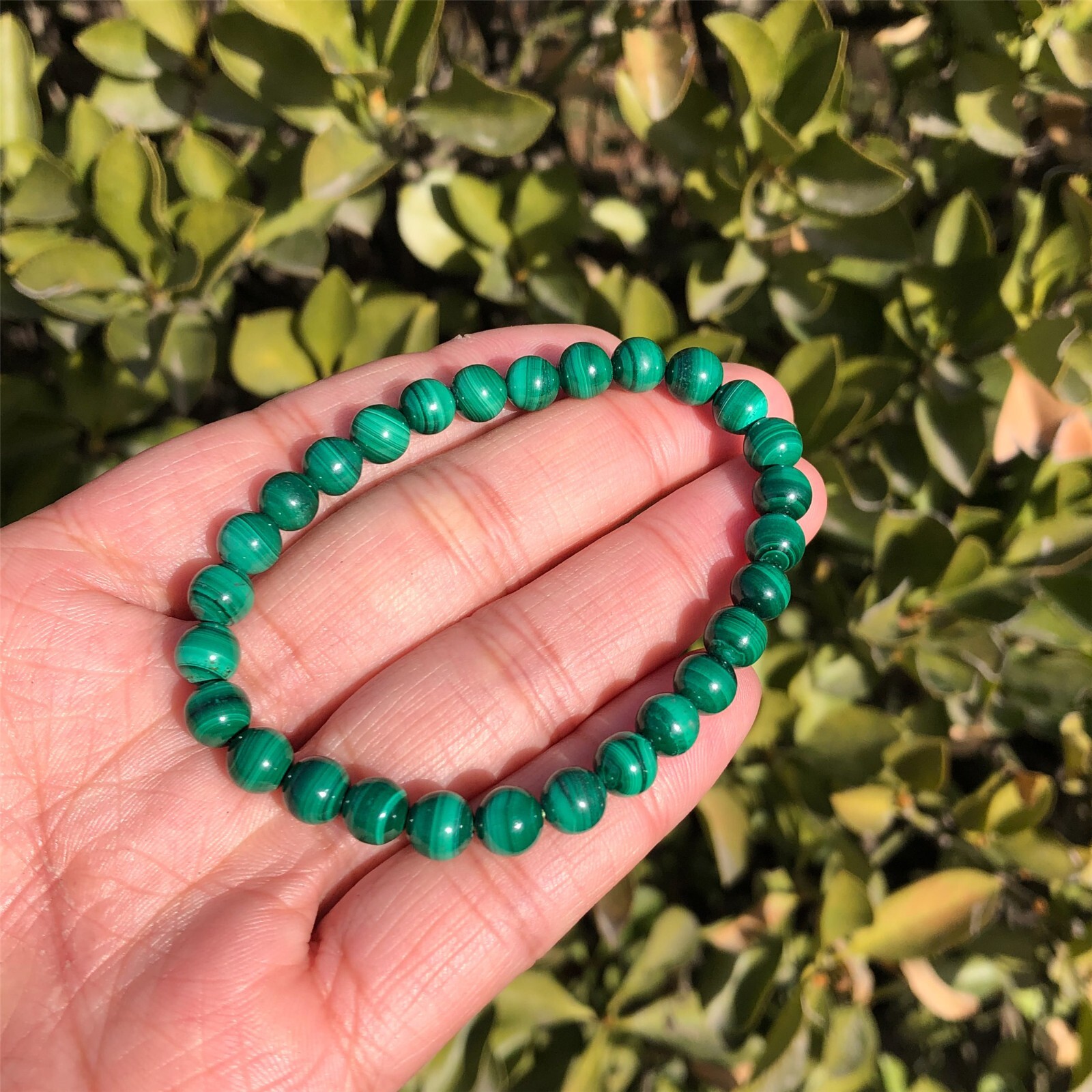 6MM Genuine Malachite Round Beads Healing Reiki Balance Women Stretch Bracelet