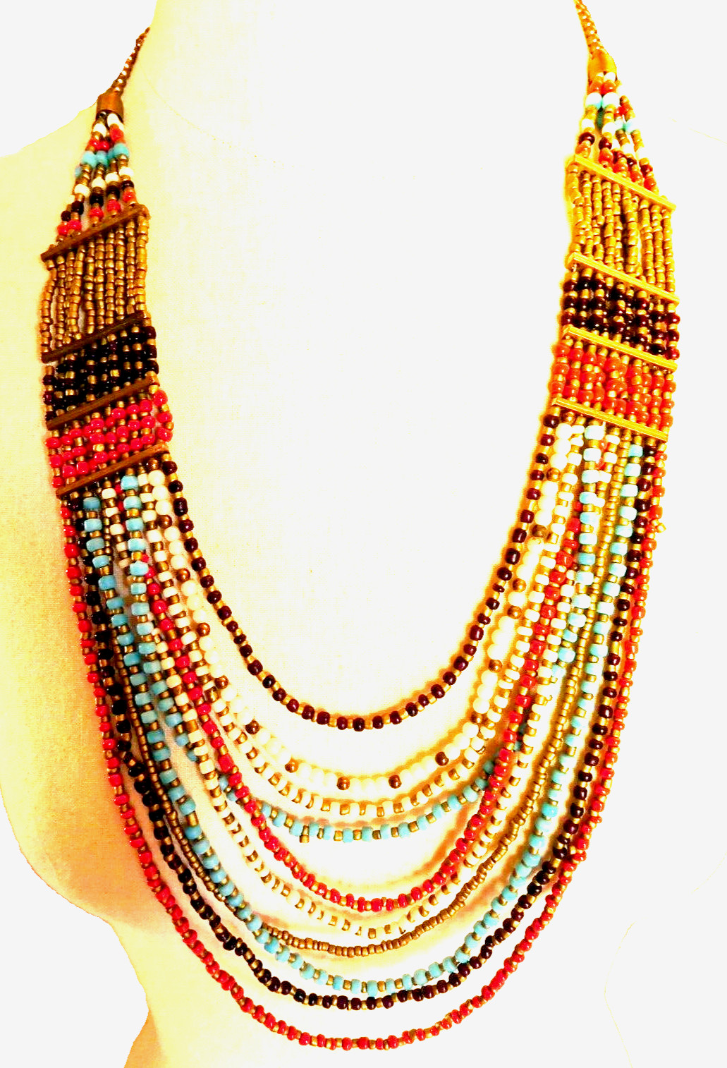 Southwest Multi-Strand Beaded Necklace Boho Jewelry