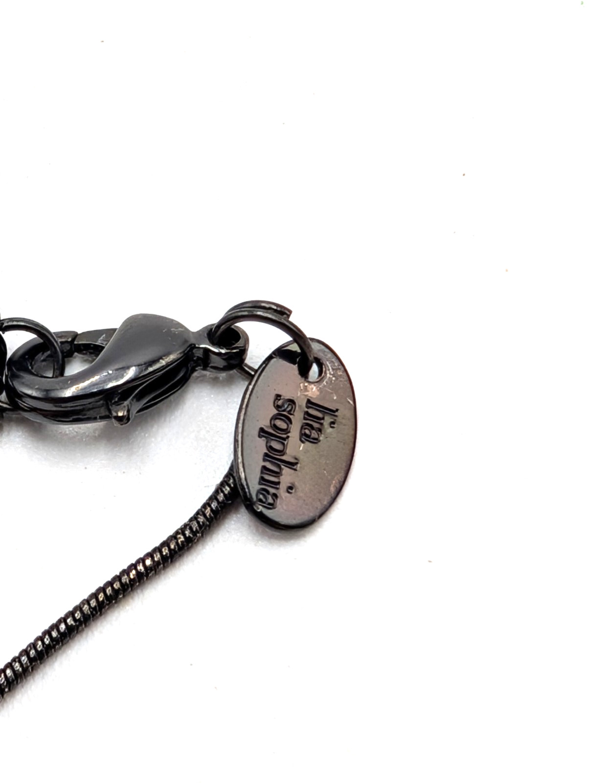 Pretty Lia Sophia Dainty Gun Metal Black Drop Necklace with Charcoal Rhinestones