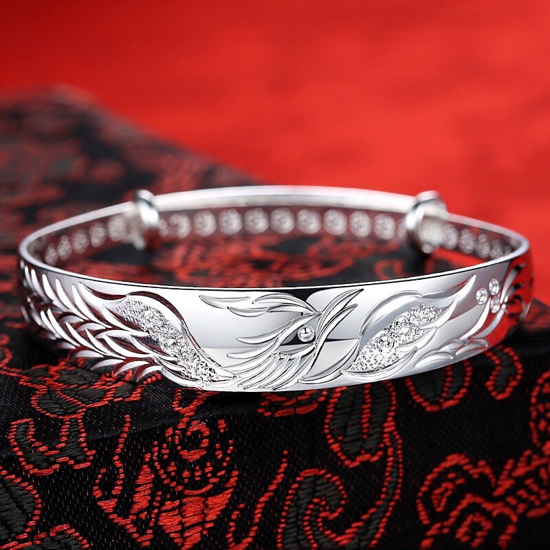 Vintage Handmade 925 Sterling Silver Phoenix Bracelet Hand Bangle