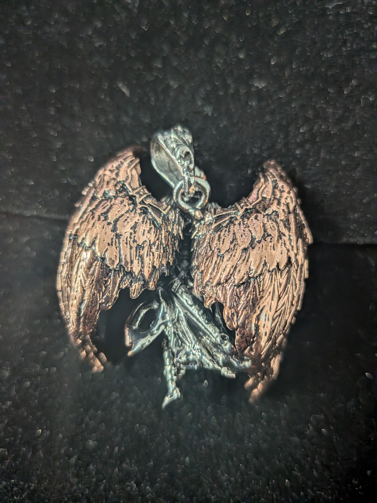 Archangel Michael Representation, W/Copper Wings, Stainless Steel, Pendant