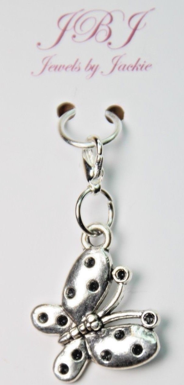 Butterfly Charm Clip On Lobster Claw Clasp, Side Slider Charms Springtime Zip